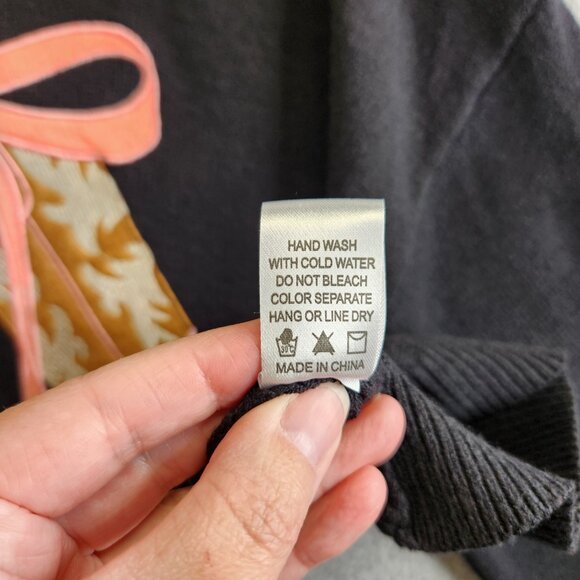 Threaded Leaf Sweater L Black Cowgirl Boots Big Pink Bow Western Rodeo Party - Picture 10 of 15